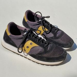 Saucony Jazz 81 Mens Black Gold White Sneakers Shoes Suede Size 12